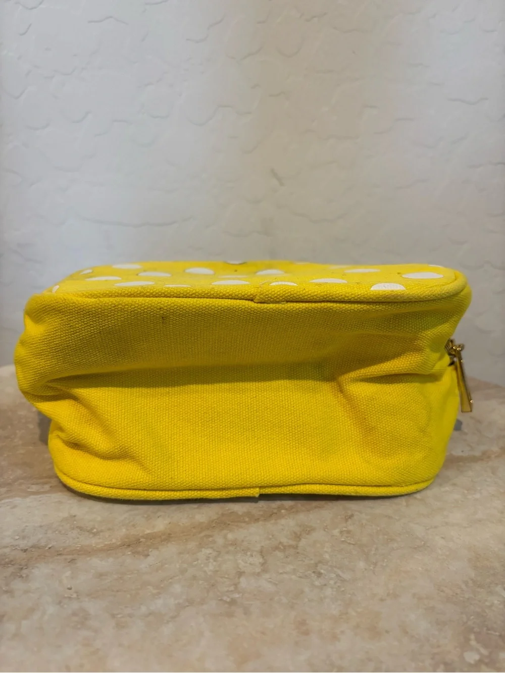 Marc Jacobs Honey Yellow and White Polka Dot Cosmetic Pouch